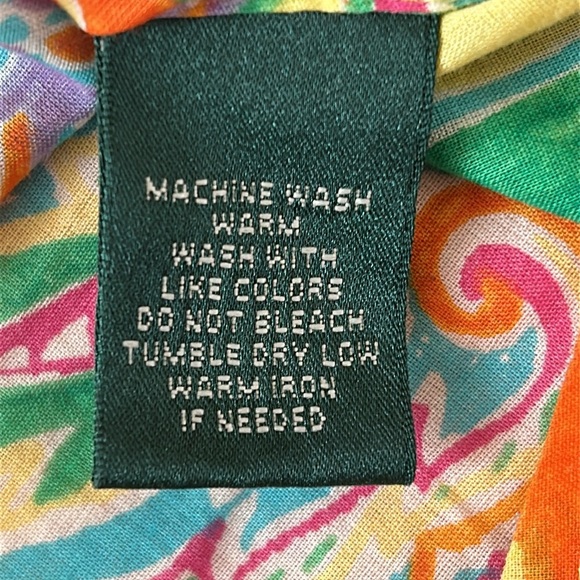 Lauren Ralph Lauren Bright Ruffled Paisley Blouse, size Medium Petite - Picture 7 of 13